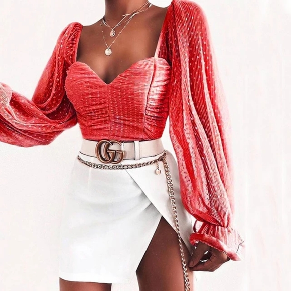 Polka Dot Mesh Chiffon Blouse - Picture 5 of 6